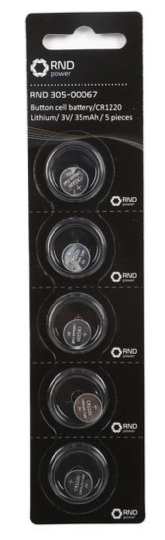 RND 305-00067 - Button Cell Battery, CR1220, 3V